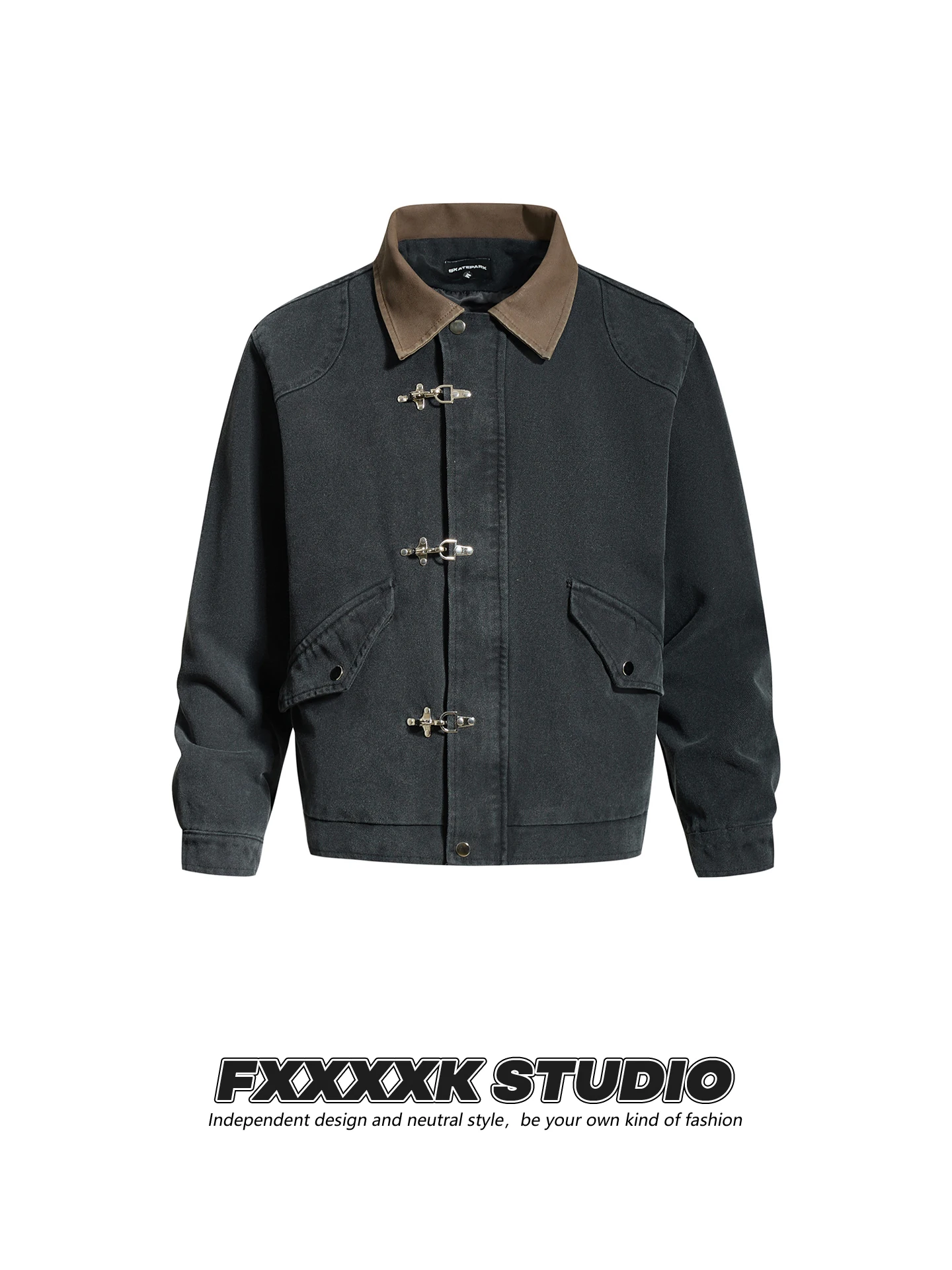 

Мужская куртка в стиле ретро Detroit Jaet с отложным воротником, модная, оригинальная американская уличная рабочая одежда FXK, верхняя одежда с пуговицами Aircrt