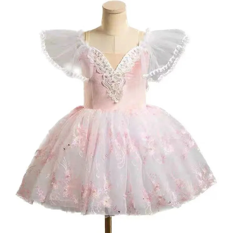 

Girls Ballet Dress Kids Adult Performanc Stage Skirt Swan Lake Classical Ballet Costume Pink Flying Sleeve Dance Leotard Clothes