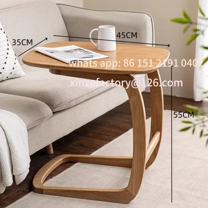 

Customizable Corner Accent Table Solid Wood Sofa End Stand Compact Bedside Storage Movable Rubberwood Living Room B