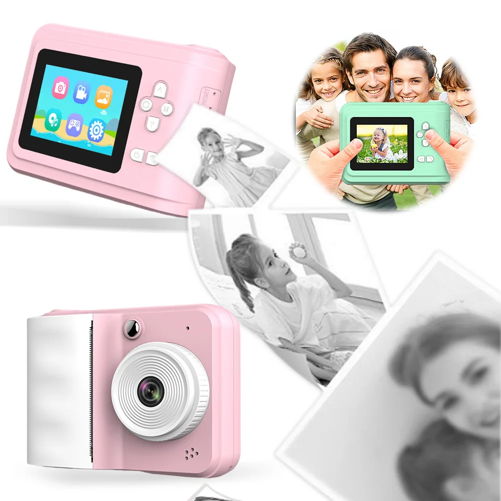 Cámara instantánea para niños de 1080P con impresión de papel fotográfico, cámara de impresión térmica, carga USB, cámara de impresión instantánea para niños de 3 a 12 años