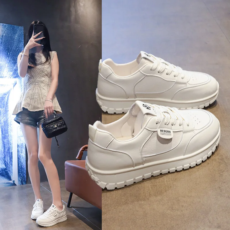 

Breathable White Shoes Female Korean Version Versatile Thick-Soled Height-Increasing Sports Casual Sneakers Trendy Shoes