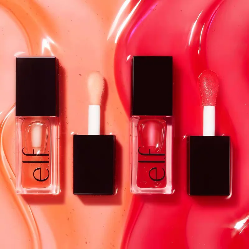 Novo Óleo Labial Nutritivo Elf: Maquiagem Labial Volumizadora, Revitalizador de Brilho, Gloss Labial com Tonalidade de Vinho Doce, Leve e Hidratante