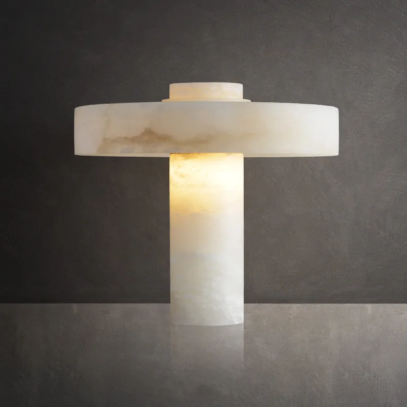 D38x35CM Alabaster White Marble Oil Lamp Spanish Hotel Model Room Villa Design - Home Decoration