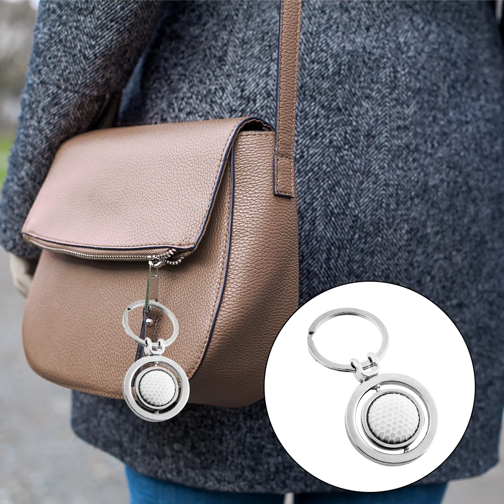 

2 шт., брелки с мячом для гольфа из цинкового сплава, креативная сумка, подвески, спортивные вентиляторы, подарки, декоративные брелоки, вращающиеся шарики, имитация брелка