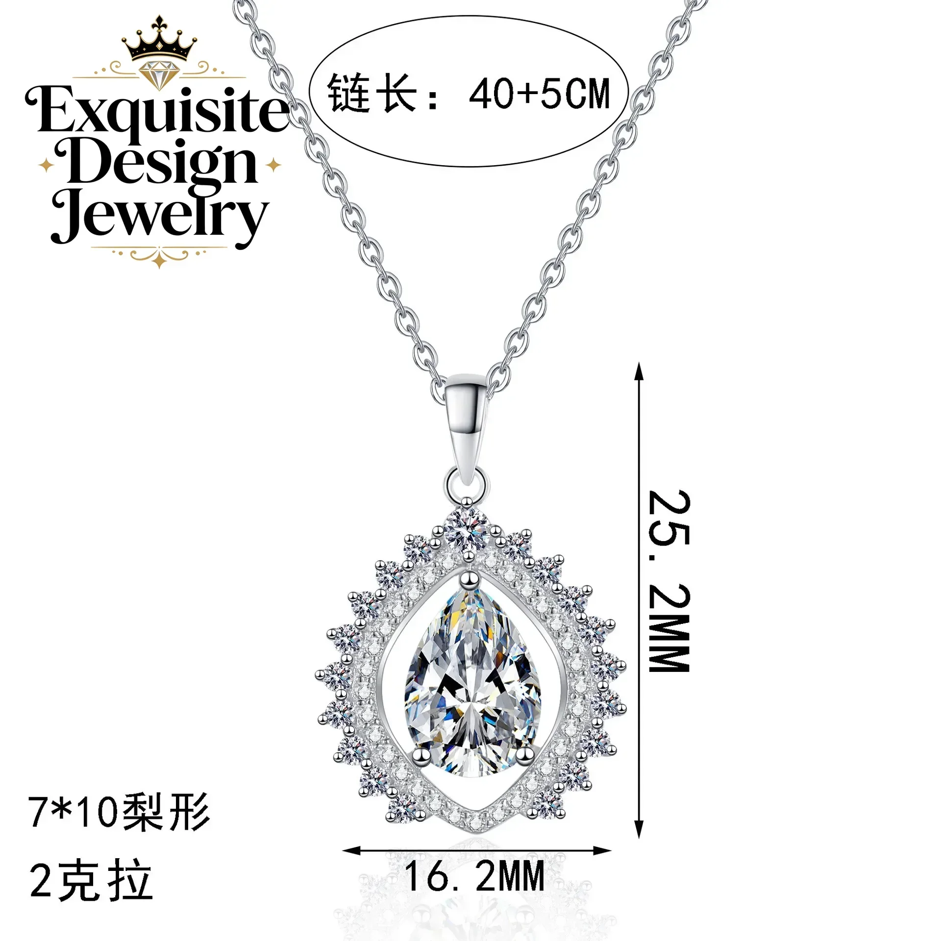 

Inlaid Diamond Pear Shaped Pendant 2 Ct Moissanite Platinum PT950 Sunflower Water Drop Jewelry for Women Necklace Luxury Gift