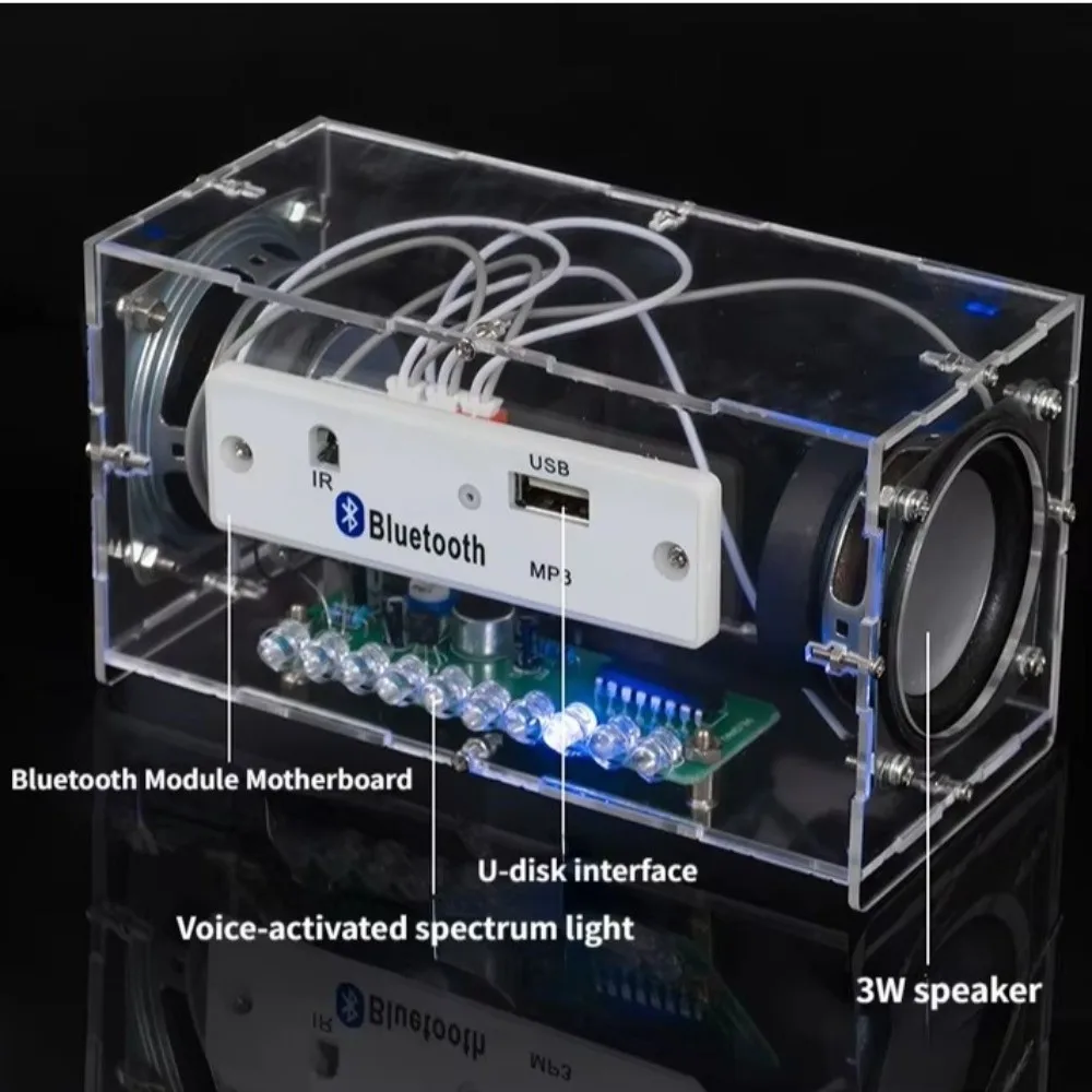 Dual-Channel-Bluetooth-Lautsprecher-Kit, multifunktionales Musikspektrum-DIY-Lautsprecher-Kit, Lötübungs-MP3-Verstärker – Detail 5