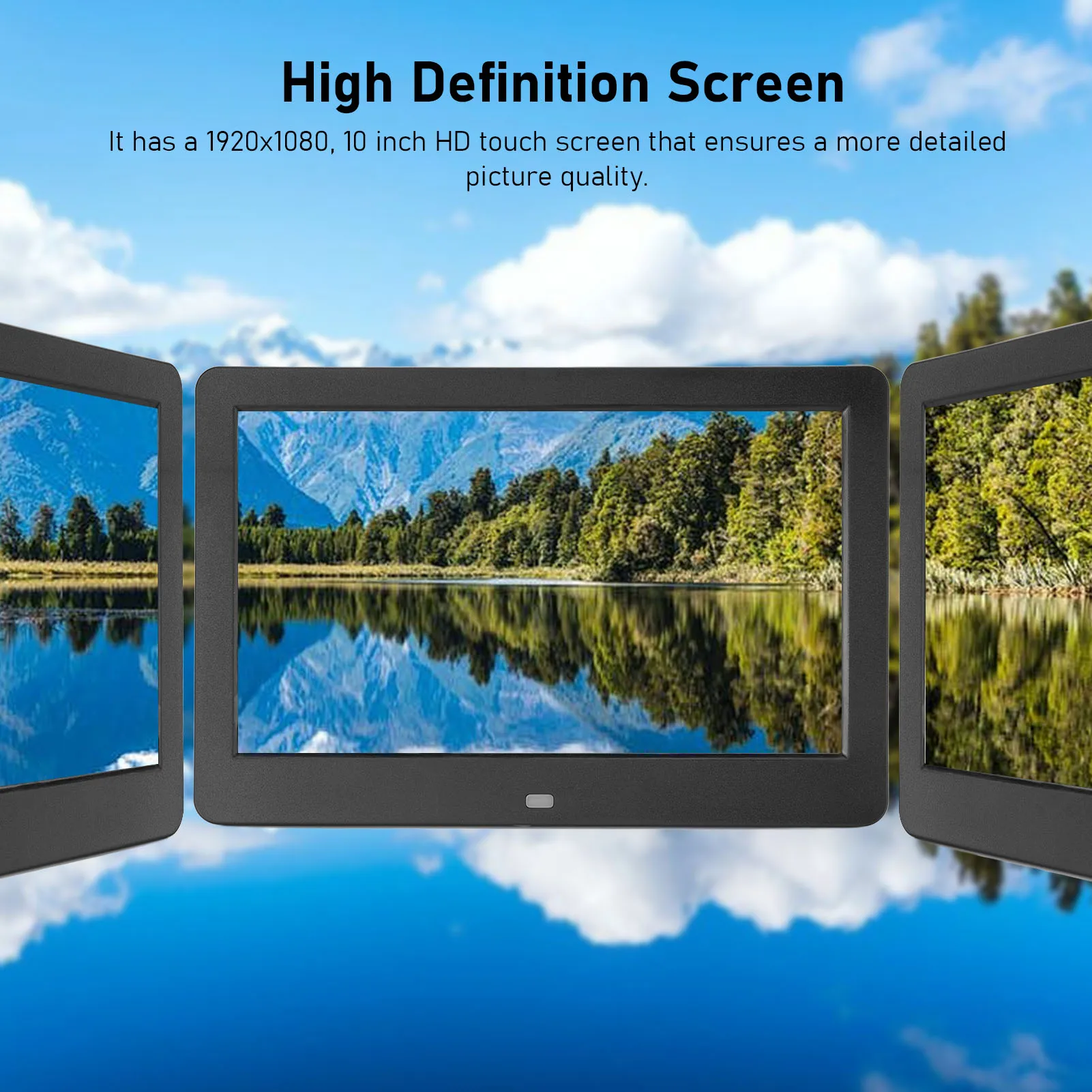 إطار صور رقمي 10 بوصة 1920x1080 إطار صور رقمي قابل للتركيب على الحائط متعدد الوظائف للتحكم عن بعد للفيديو