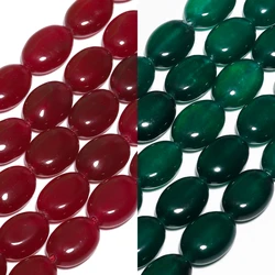 13x10mm Green Red Color Natural Chalcedony Stone Beads Oval Shape Jade Beads for Jewelry Making Handmade DIY Necklace Accessory