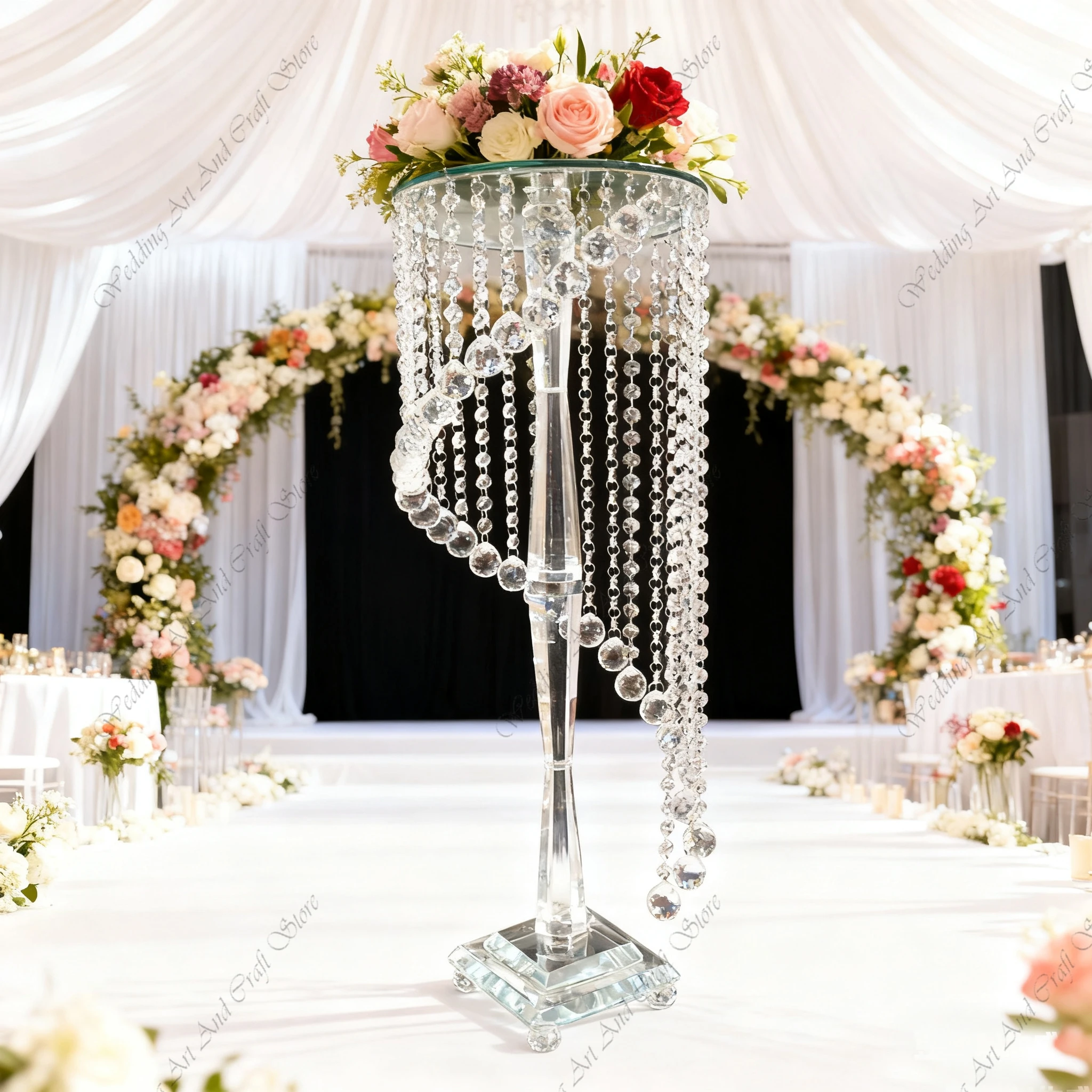 4pcs f30 D60-100cm Metal glass Crystal Cake Dessert Cylinder Display Wedding Tall Crystal Acrylic Flower Stand hh806