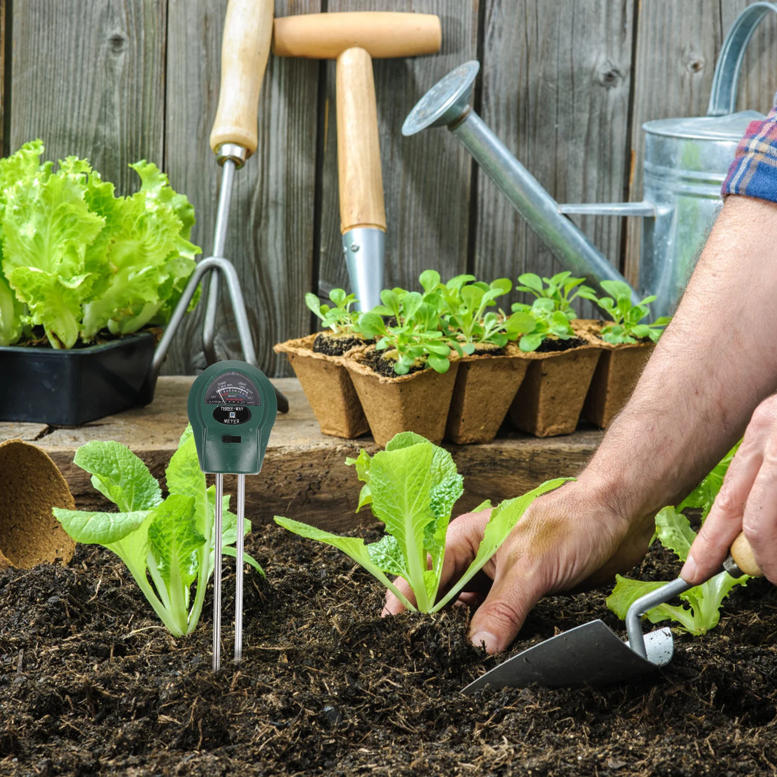 

3 In 1 Tester Ph Humidity Moisture Fertility Tool Large Dial Easy Reading Adjustable Monitoring For