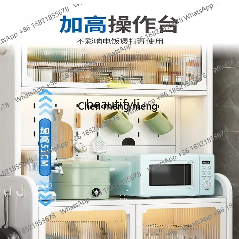 New arrive Kitchen Shelf Drawer Storage Storage Cabinet Layered Rack Microwave Oven White Side Cabinet