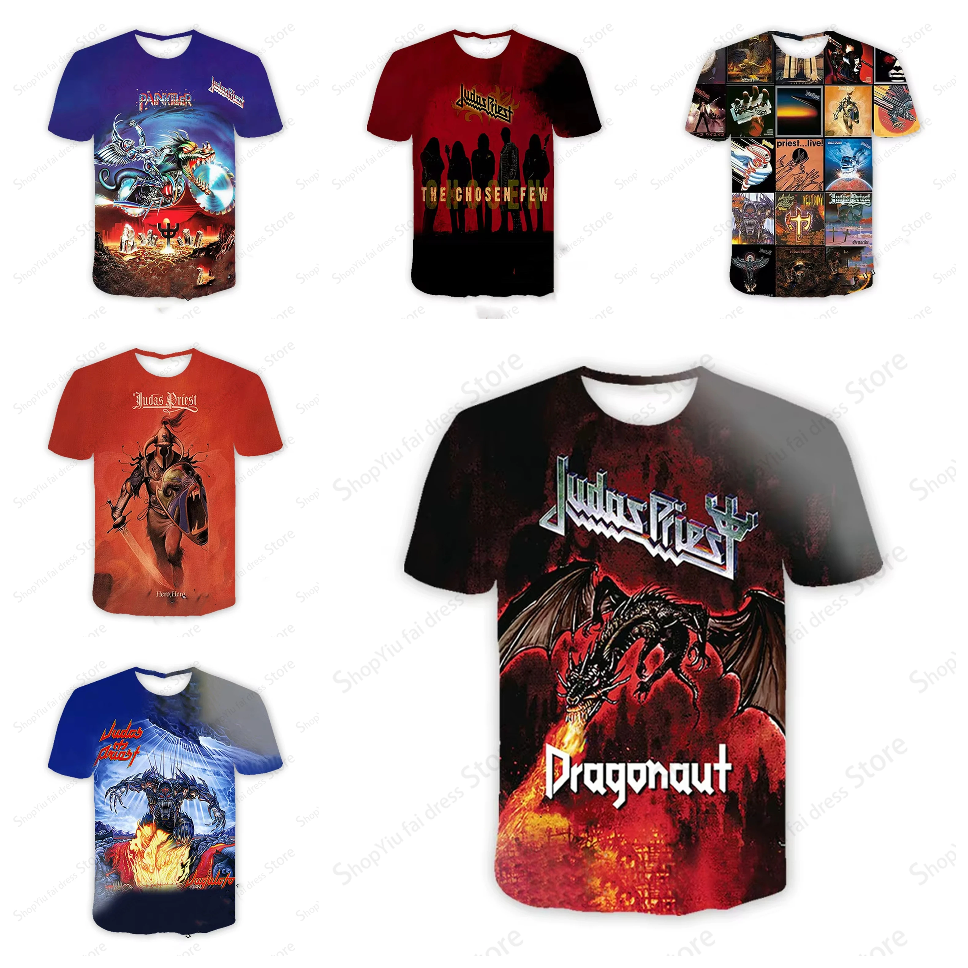 Cosplay Tee Heavy Metal Rock Band T Shirt Judas Priest 3d Print T-shirt Men Women Fashion T-shirts Kids Short Sleeve Tops