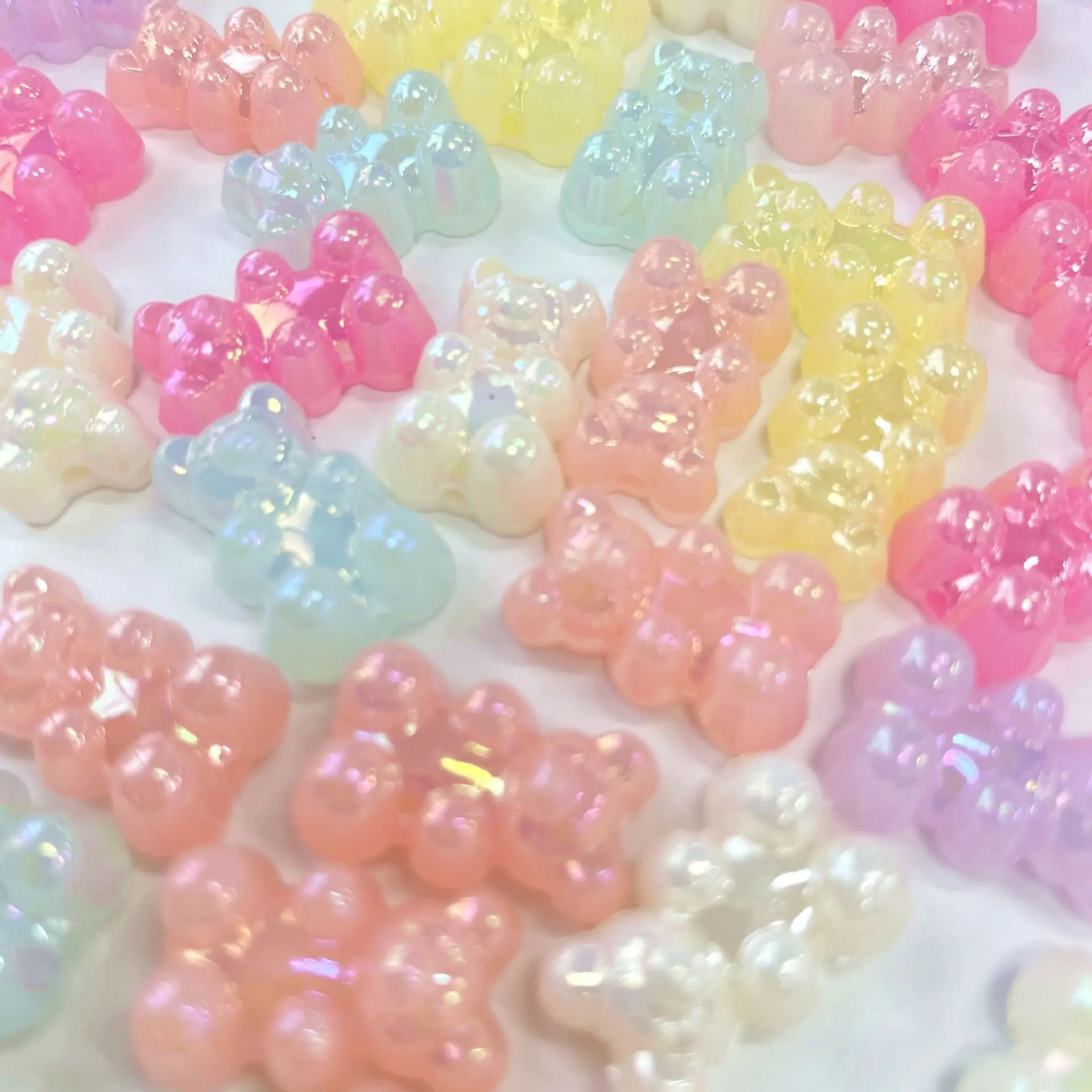 30Pcs Acrylic Bear Shape Loose Beads Jelly Color AB Handmade Beaded For Jewelry Making DIY Bracelet Necklace Accessories 12x18ｍｍ