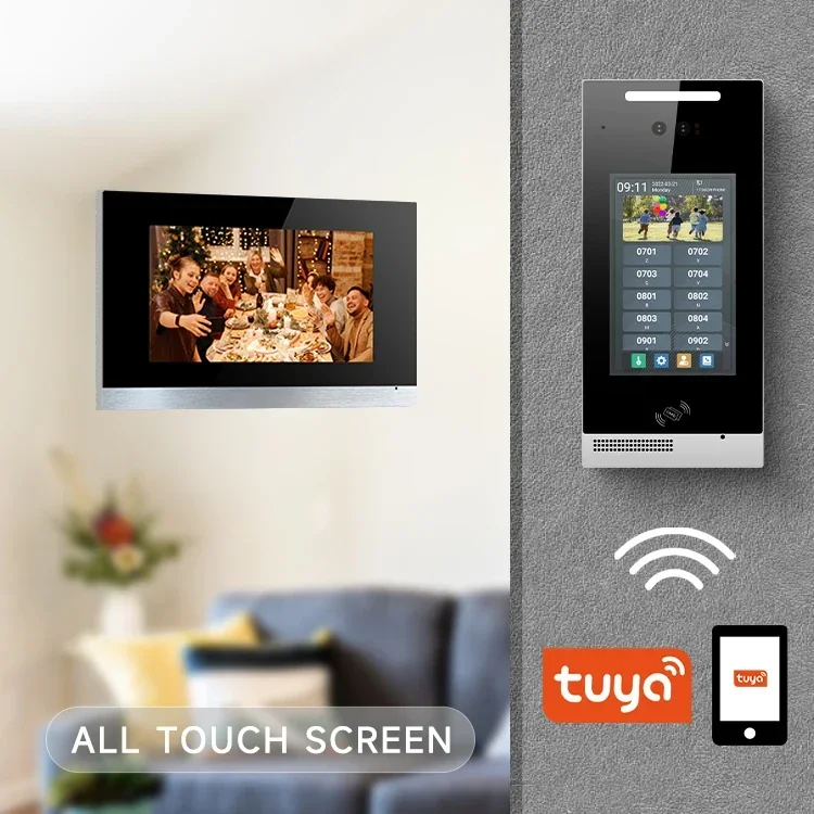Android 8 Inch Touch Screen Tuya IP Intercom Video Door Phone Apartment Wired Video Intercom System