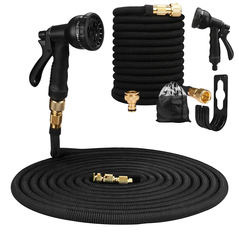 

25-100FT Expandable Garden Hose with 8 Modes Water Spray Gun Durable Weave Garden Hose Reel No-Kink Flexible Magic Water Pipe