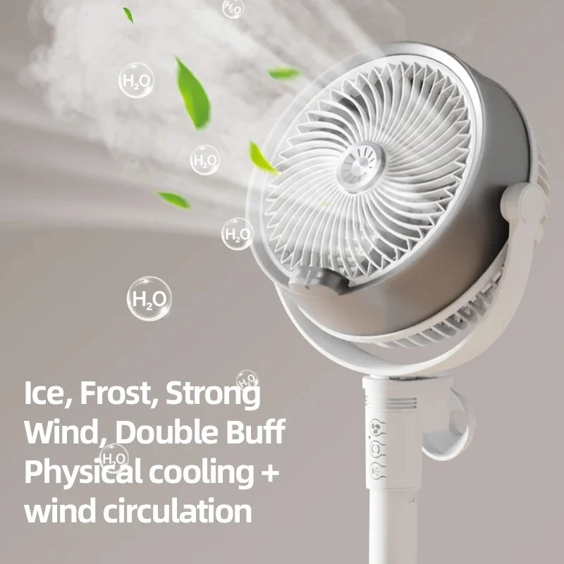 Adjustable 4-Speed Humidifying Floor Fan with Misting Auto-Oscillation Pedestal Design And Remote Control for Indoor Living Room