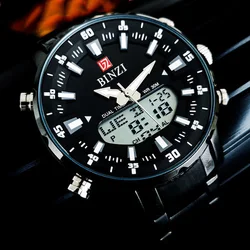 Dual Display Watches For Men Sports Digital Watches Male Clock Quartz Wristwatches Top Brand Luxury Led Display Chronograph