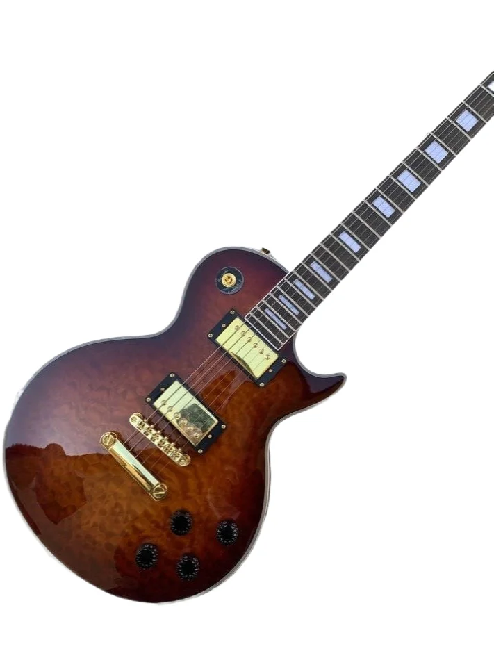 Custom Shop Electric Guitar Signature brown mahogany wood body with quilted Maple Top gold hardwares