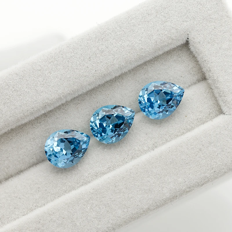 YinZheng Exceptional Santa Maria Blue Spinel Flame Melted Lab Aquamarine Spinel Pear With AGL Certificate Cultivate Aquamarine
