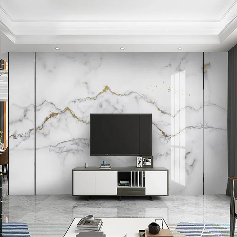 Customized product white slab marble Mural wallpaper bedroom wall papel DE parede Living room sofa TV background wall restaurant