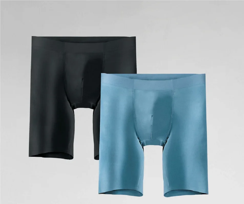 ملابس داخلية للرجال مشروط: ملابس رياضية بدون خياطة، طويلة، مضادة للغضب، شورتات بوكسر، مقاس كبير، سراويل قصيرة