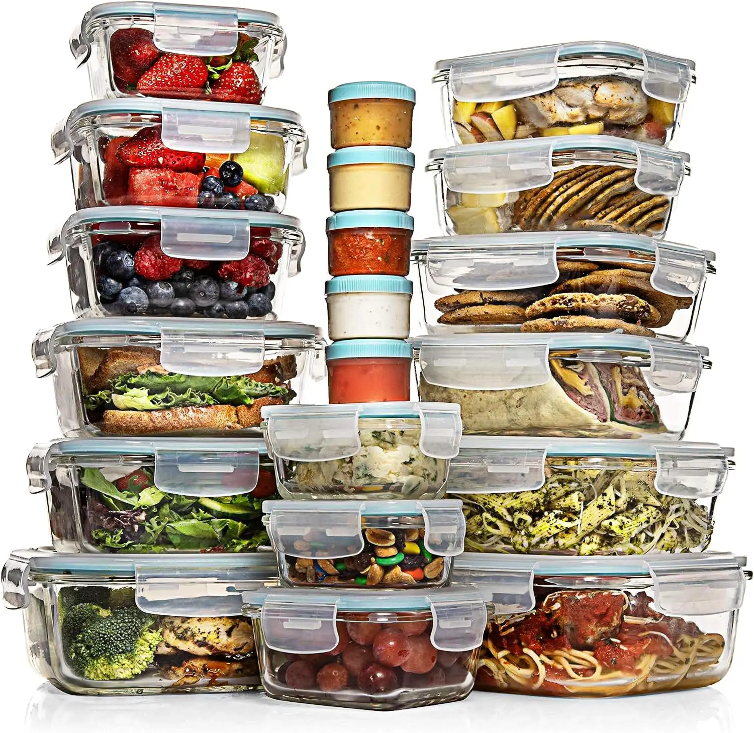 

35 Pc Set Glass Food Storage Containers with Lids - Meal Prep Airtight Bento Boxes BPA-Free 100% Leak Proof