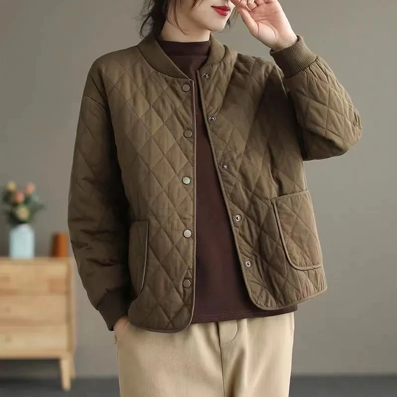 

Women Down Cotton Jacket 2023 New Lightweight Short Puffer Parkas Solid Color Loose Warm Coat Korean Manteau Femme Hiver