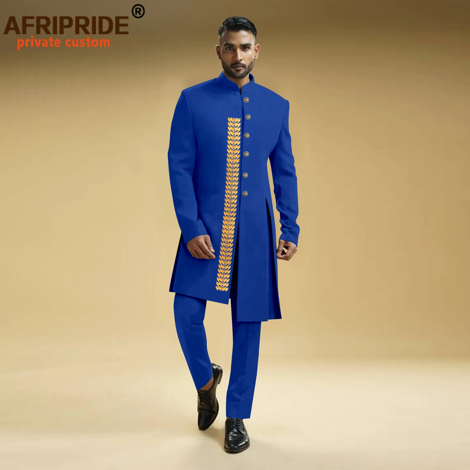 Men`s Business Suit Slim Fit Single Breasted Embroidery Jackets and Trousers 2 Piece Set African Clothes for Wedding 2416105