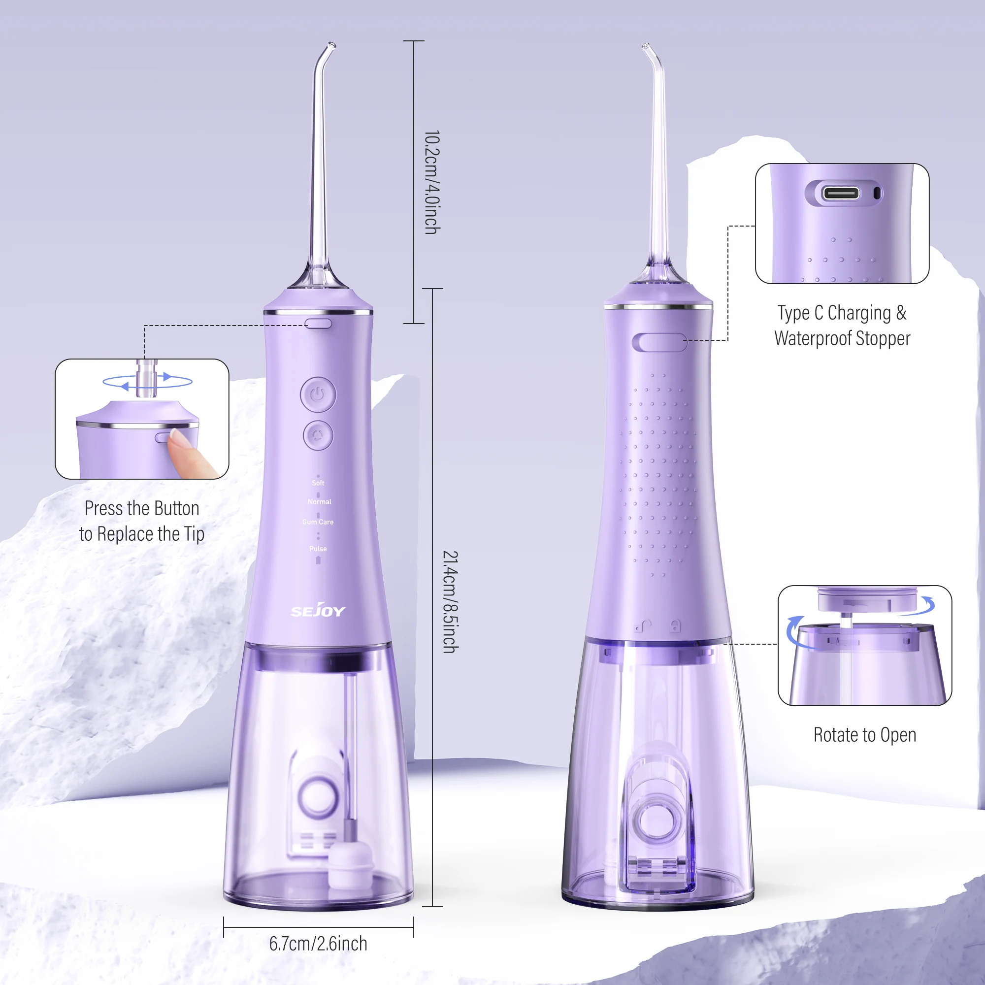 Irrigador Oral portátil, hilo Dental de agua, limpiador de dientes impermeable, recargable IPX7