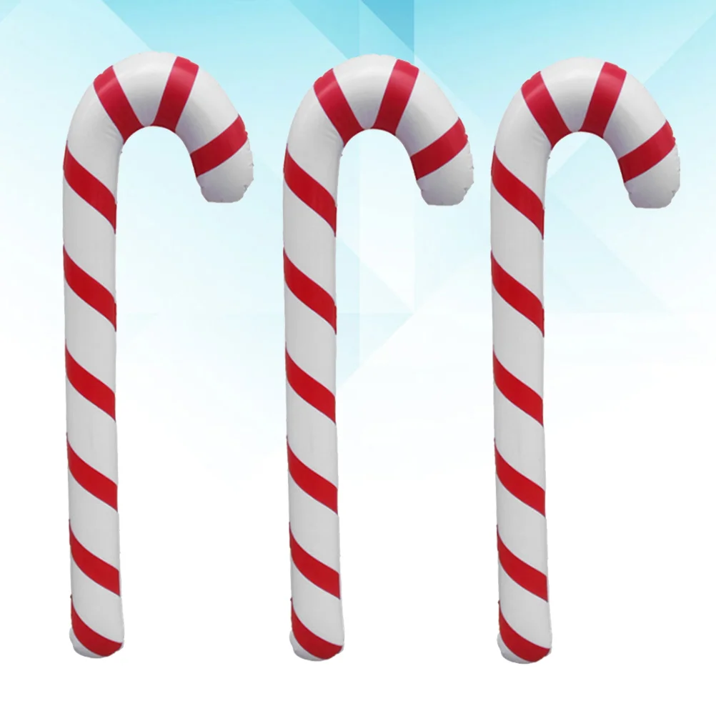 

3 Pcs Inflatable Xmas Balloon Christmas Tree Candy Cane Decorations Accessory Ornament Party Favor Toy Child