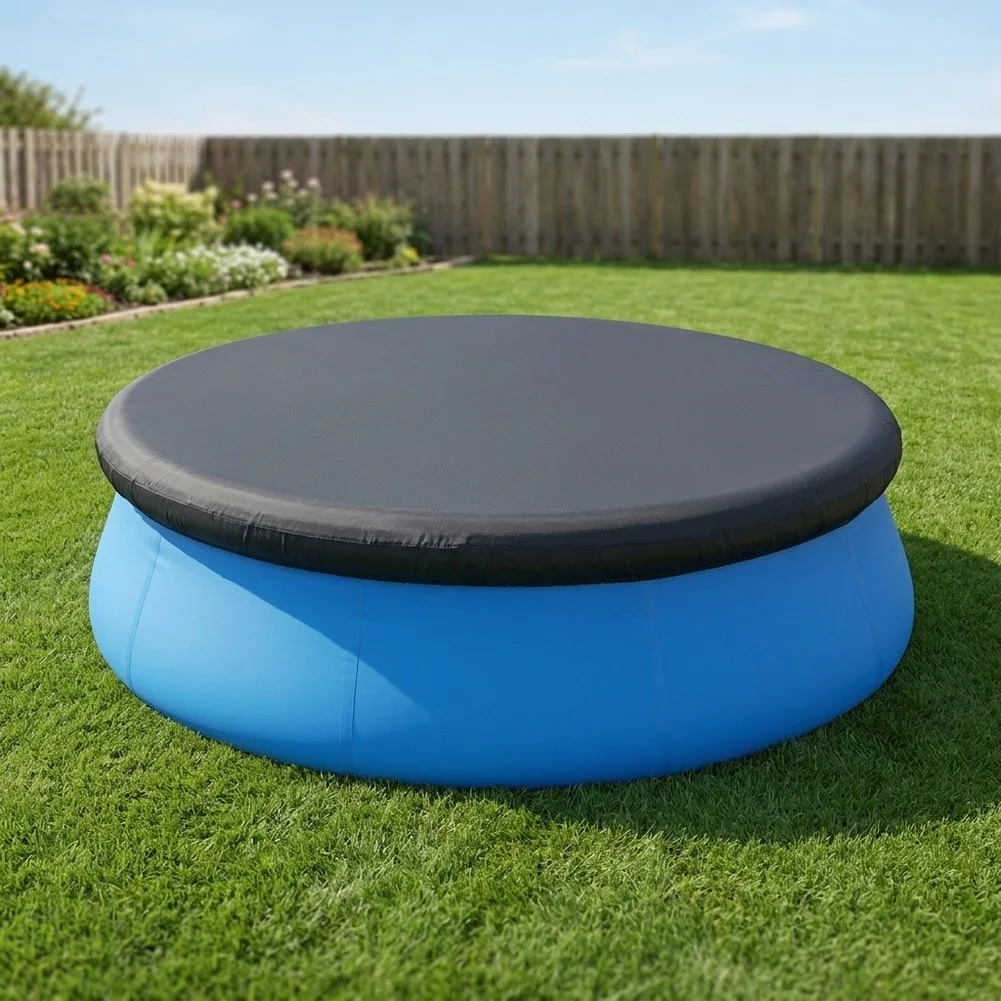 Round For Inflatable Pool Cover for Above Ground Swimming Pools with Secure Fit Rope and Drain Holes to Prevent Water Sagging