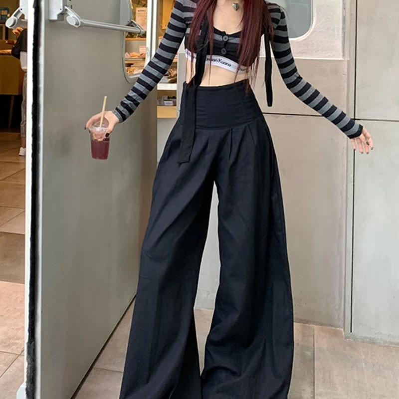 Women High Waist Wide Leg Pants Summer Y2K Casual Streetwear Straight Trousers Korean Fashion All Match Loose Chic Female Pants