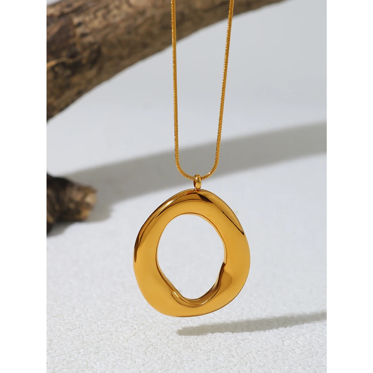WILD & FREE Stainless Steel Irregular Pendant Necklace for Women Snake Bone Chains Trendy 18K Gold Plated Jewelry