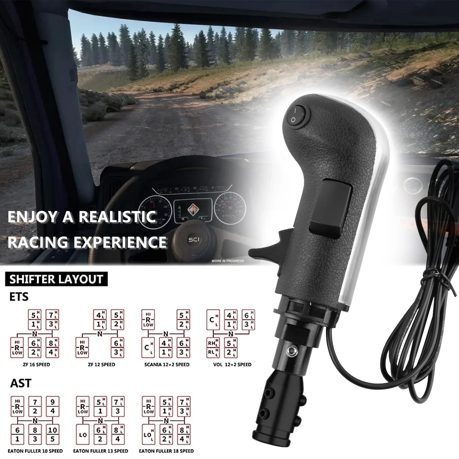 

Nuevo Simulador Palanca Cambios EST2 USB para Juegos, Palanca Cambios 18 Velocidas, 3 Interruptores Repuesto, A