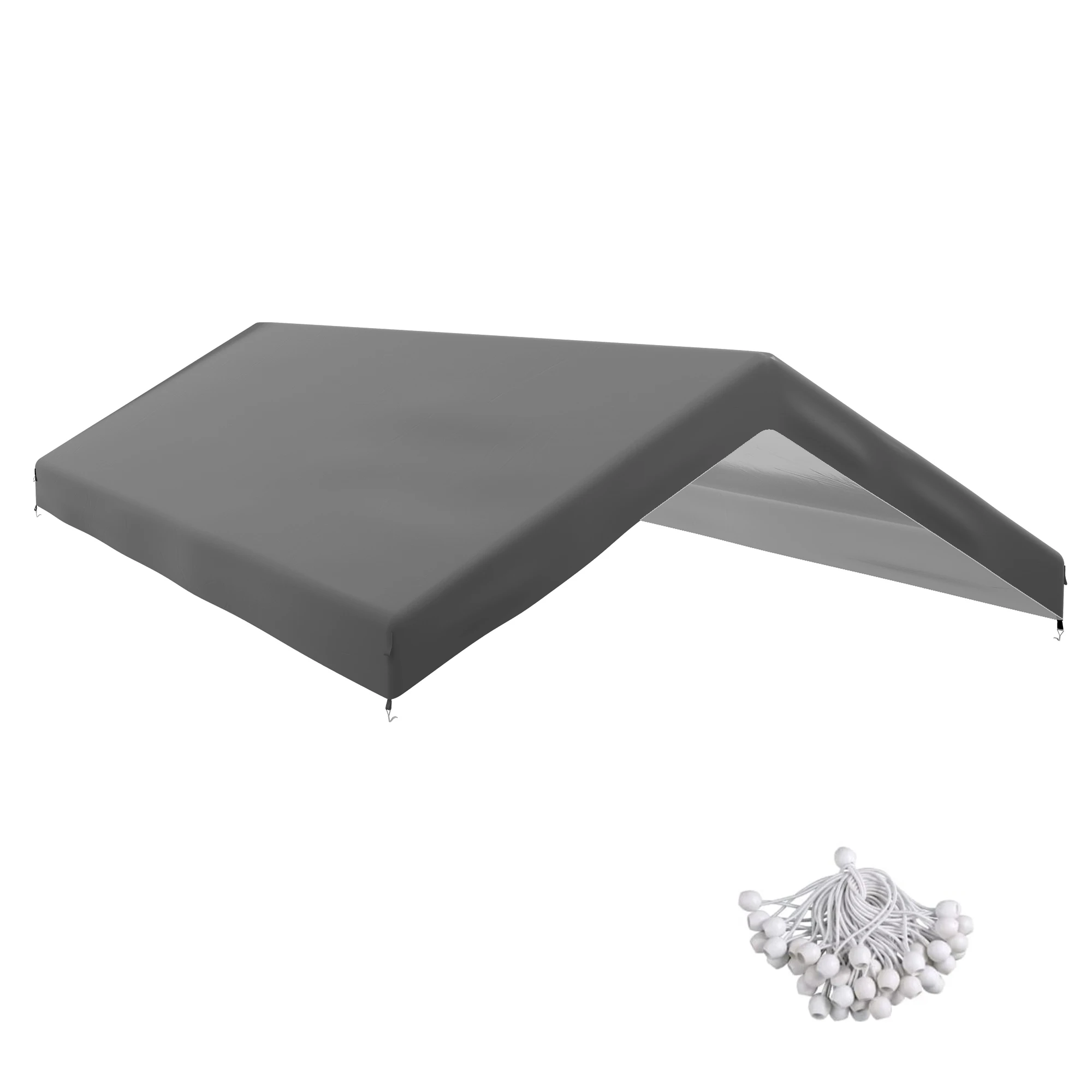 10 x 20 Carport Canopy Replacement Cover with Bungee Cords, Gray