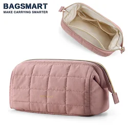 Bagsmart-女性用化粧品バッグ,化粧オーガナイザー,大きな開口部のポケット,持ち運びに欠かせないアクセサリー,ブラシ