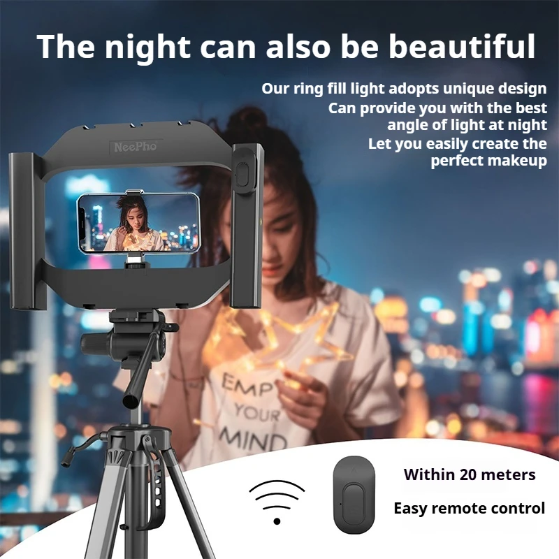 NeePho Handheld Led Video Ring Light Fill Light Phone Camera Cage Rig 2500-9000K LED Lamp For iPhone Android Video Stabilizer