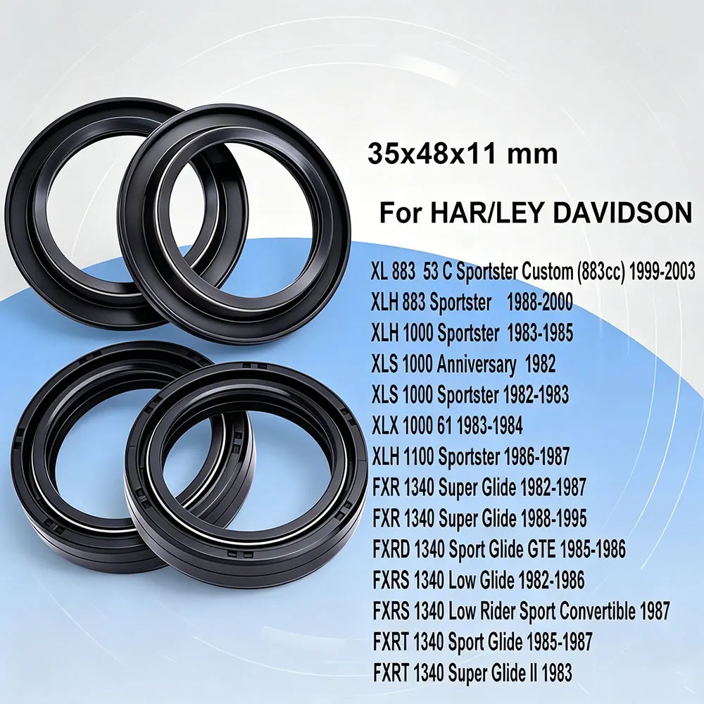 35x48x11 Motorcycle Front Fork Oil Seal 35 48 Dust Cover For HAR/LEY DAVIDSO XLH 883 Sportster XLS 1000 FXR 1340 Super Glide