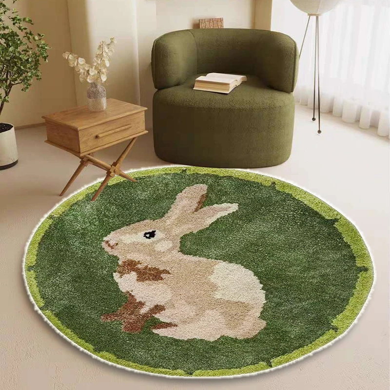 Round Living Room Decoration Carpets Cartoon Bedroom Bedside Carpet Cute Animal Children\'s Room Rug Soft Cloakroom Rugs Alfombra