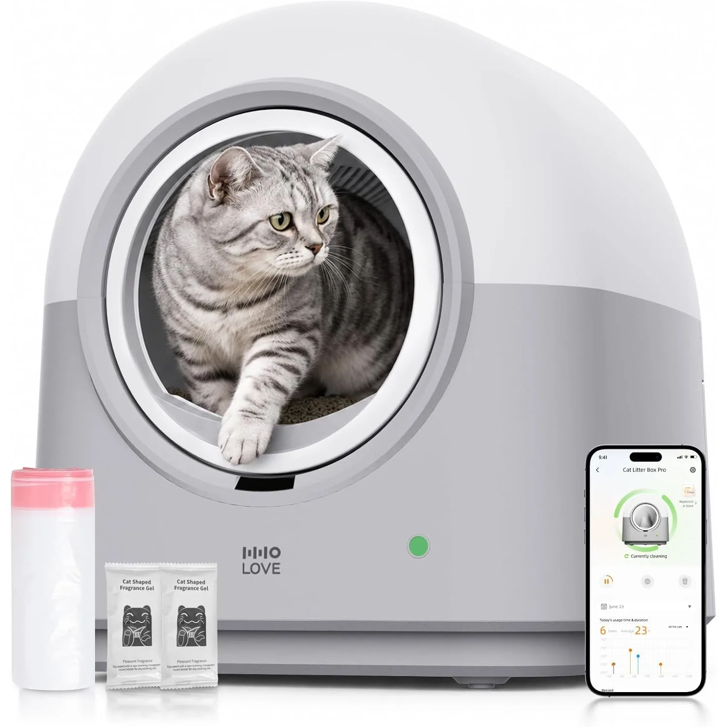 L2 Automatic Self Cleaning Litter Box Smart Robot Odor Control Litter Box,Safety Sensors Anti-Pinch,with APP Control