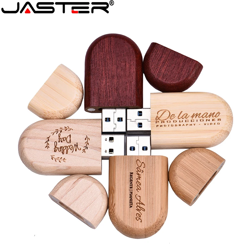 JASTER Wooden USB 2.0 Flash Drives 128GB Free custom logo Pen drive 64GB 32GB with key chain Memory stick Business gift U disk