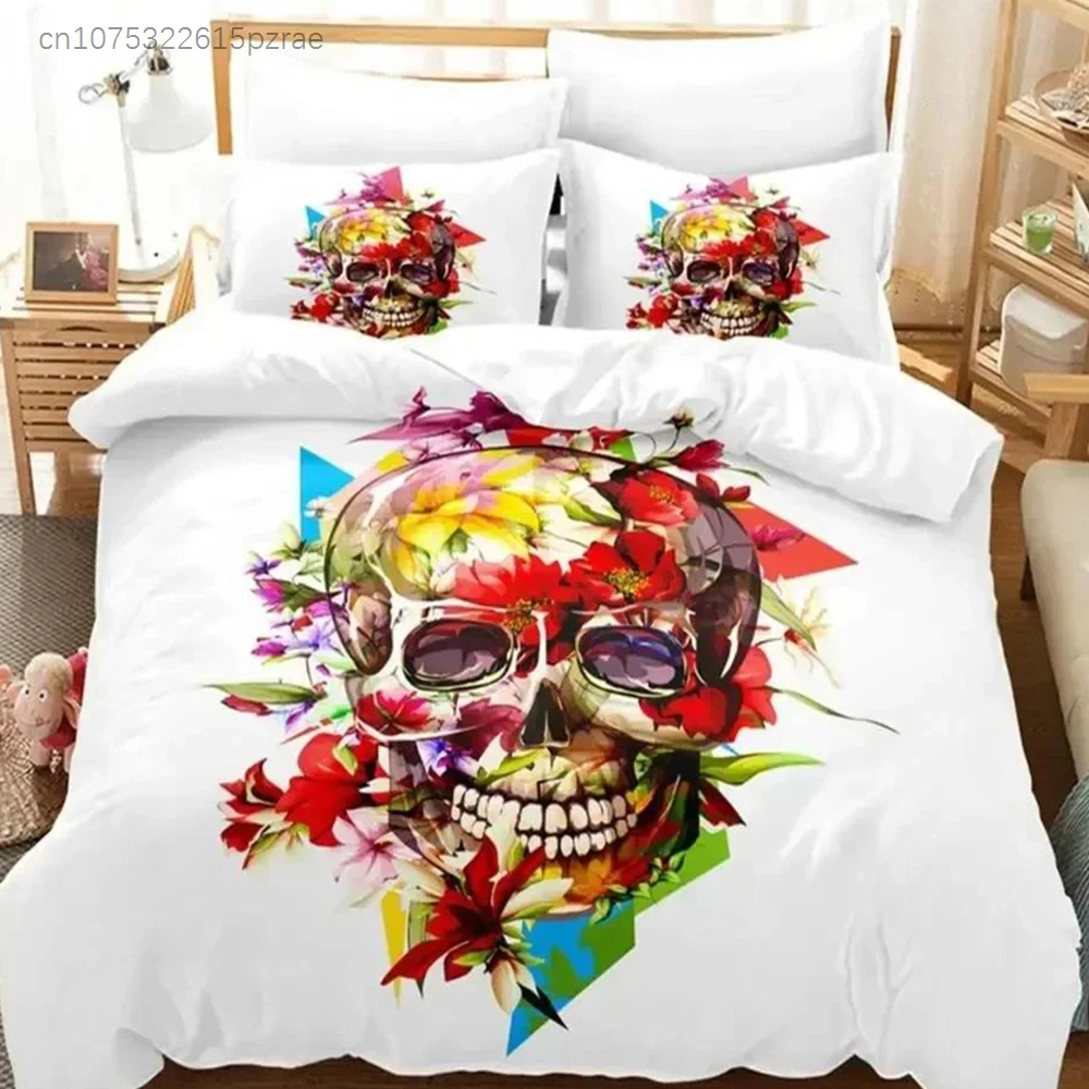 3D Print Skeleton Skull Bedding Set For Bedroom Soft Modern Bedspreads Comefortable Kids Duvet Cover Quilt Cover And Pillowcase