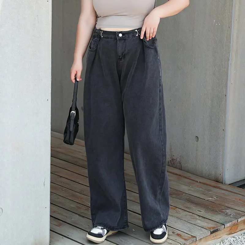 2023 Spring Autumn New Fashion Generous Straight Pants Plus Size Pants Women High Waist Trousers Drape Streetwear Loose Bottom