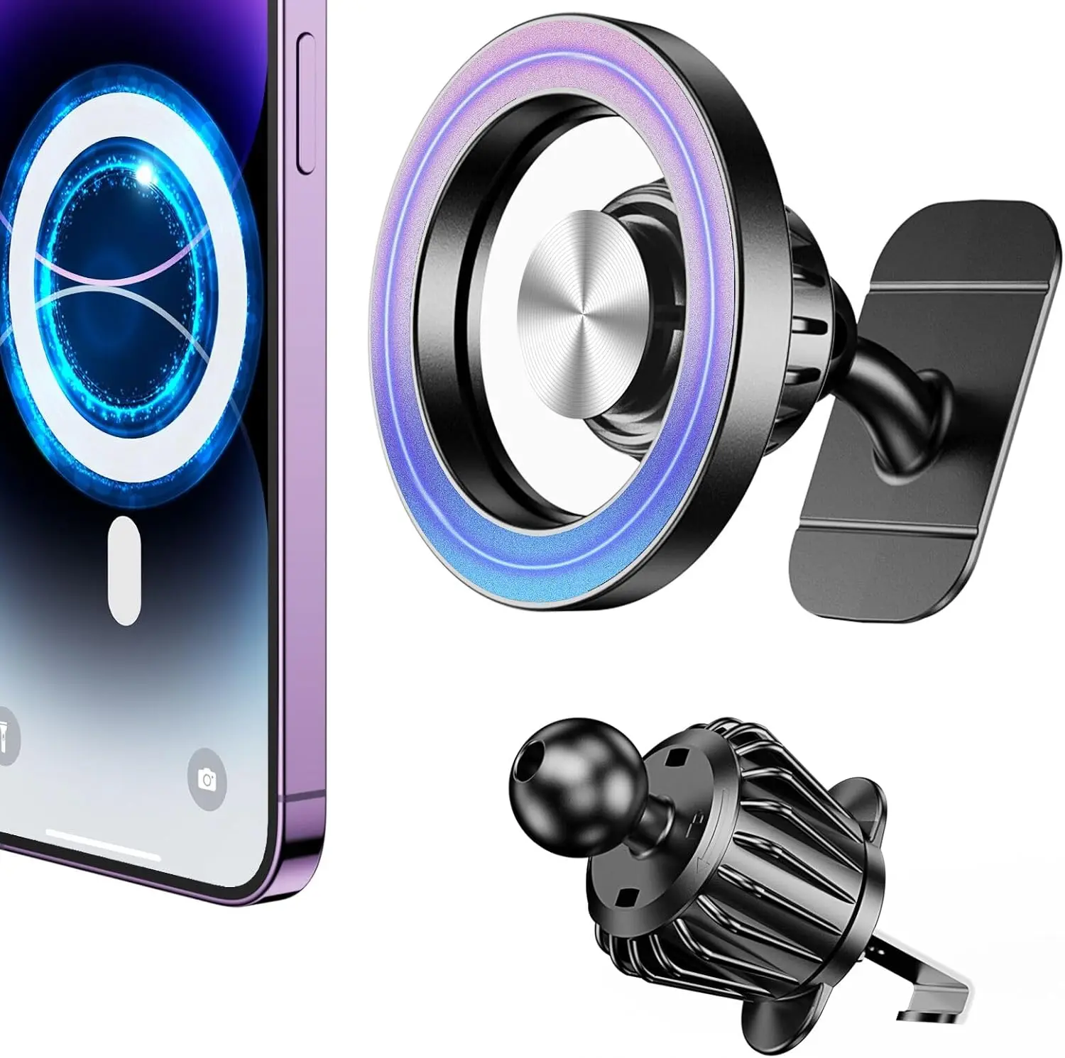 

Magnetic Car Vent Mount with 20 Strong Magnets, 360° Rotation, Hands-Free for iPhone