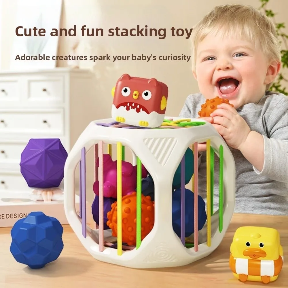 Klocki tęczowe Shape & Sense 6 w 1, zabawki edukacyjne Montessori dla niemowląt, rozpoznawanie kolorów, zabawki edukacyjne