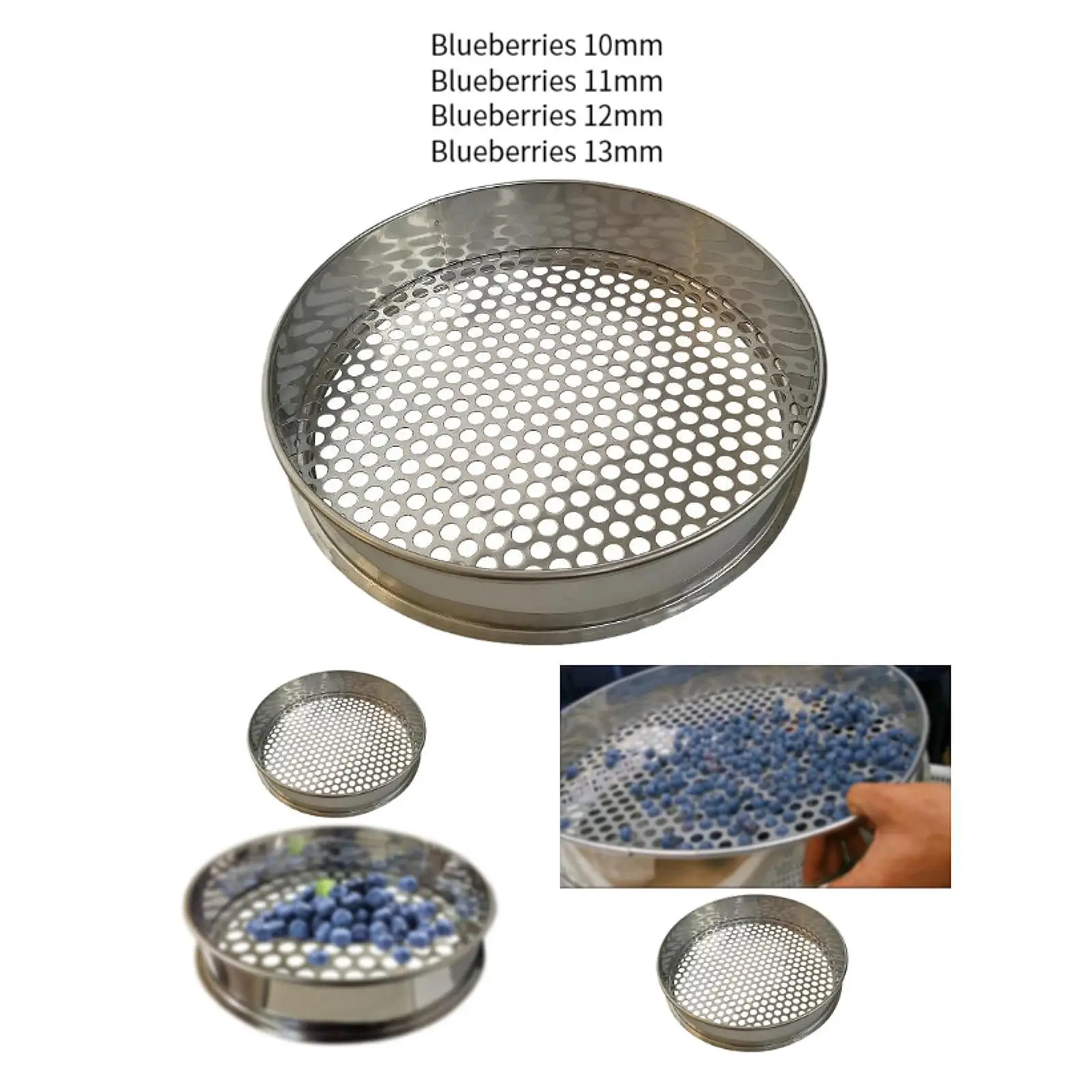 Blueberry Sieve Gardening Sieve Portable Sifting Pan Bonsai Gardening Tool Sand Sifter Round Hole Sieve for Kitchen Planting