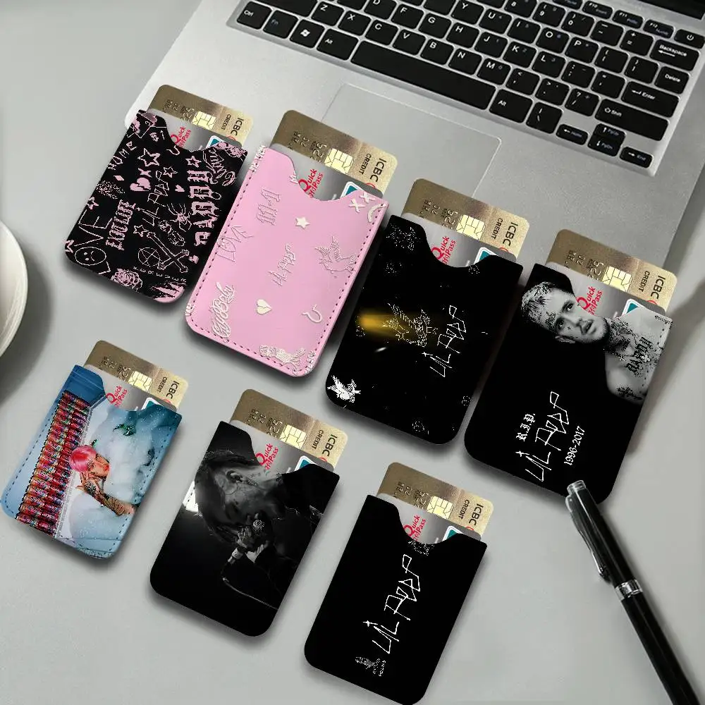 Hip Hop Rapper L-Lil P-Peep Creative Printed with Leather Protective Case Business Portable Letter Pattern Leather Credit Bags
