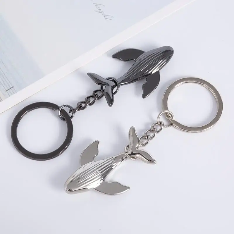 1/2Pcs Creative Whale Keychain Metal Couple Key Ring Pendant Fashion Bag Charm Decor For Car Key Holder Souvenir Gift
