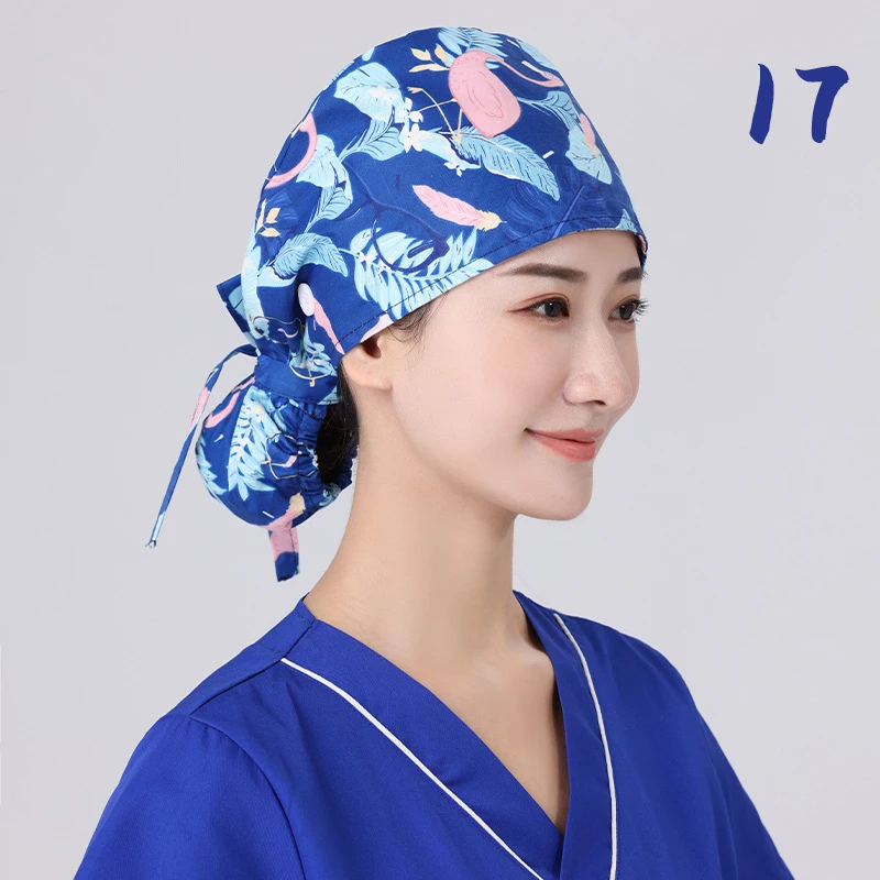Unisex Adjustable Tie Back Scrub Hat, Beauty Salon Cap