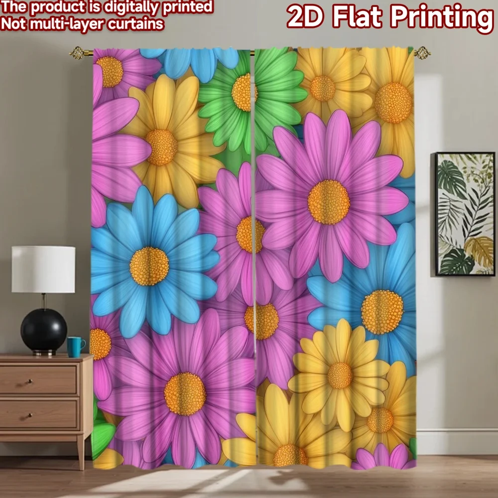 

1pc 2D flat Photography Backdrop Scene Tapestry Colorful Daisy Bunch 100% Polyester Party Decorations Use for Indoor